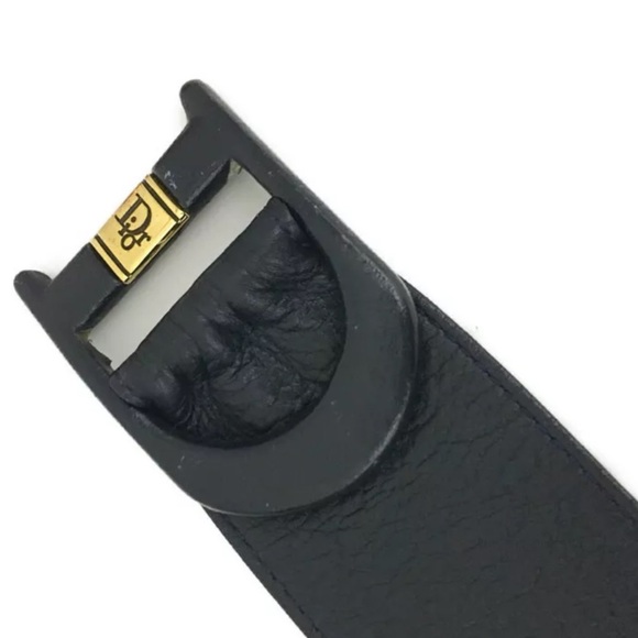 Authentic Christian Dior Navy blue Leather 81cm Women Belt - Picture 6 of 9